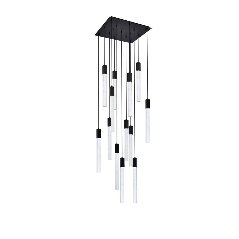 Elegant Lighting Weston 13-Light Modern Metal and Crystal Pendant in Black