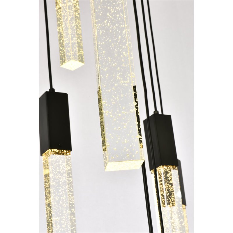 Elegant Lighting Weston 13-Light Modern Metal and Crystal Pendant in Black