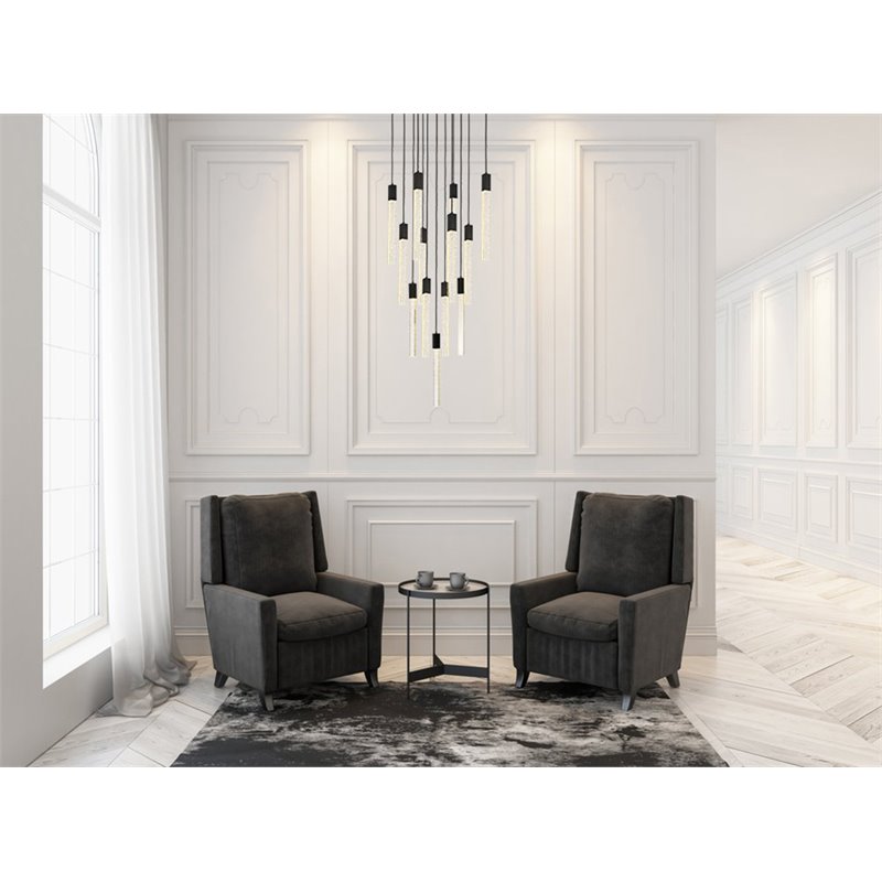 Elegant Lighting Weston 13-Light Modern Metal and Crystal Pendant in Black