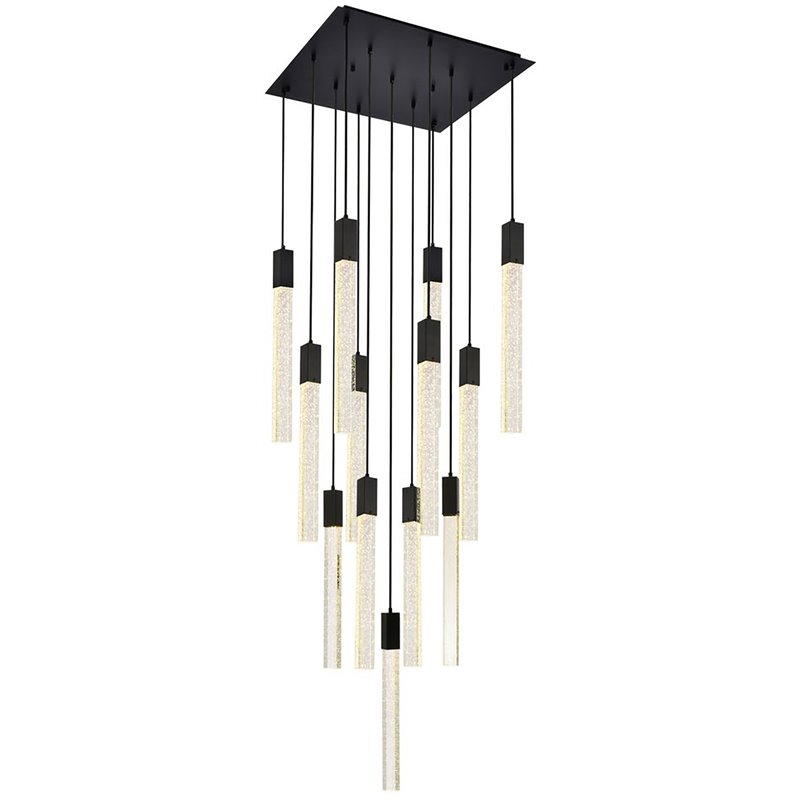 Elegant Lighting Weston 13-Light Modern Metal and Crystal Pendant in Black