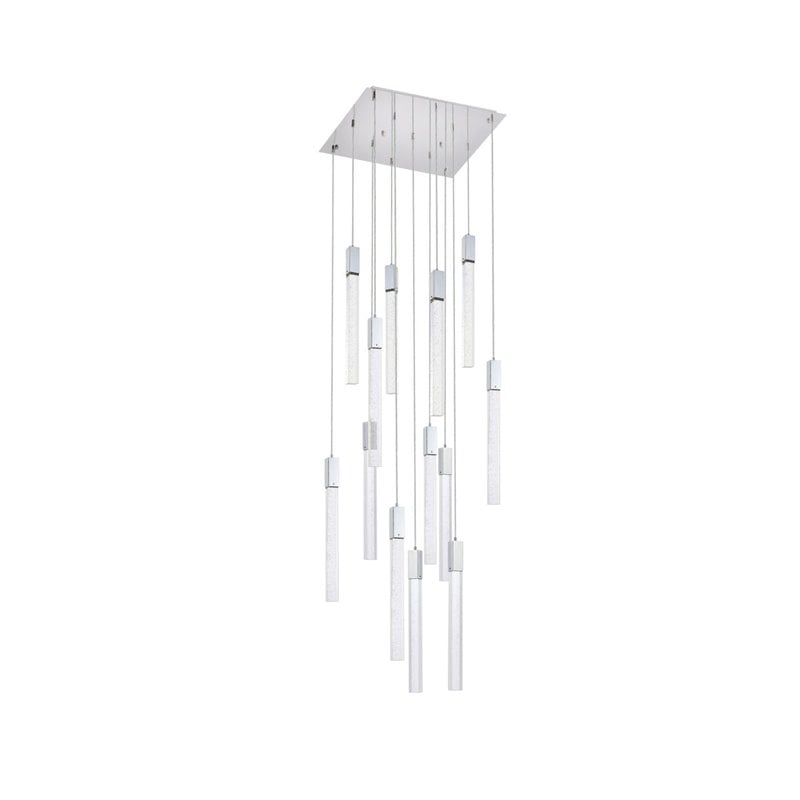 Elegant Lighting Weston 13-Light Modern Metal and Crystal Pendant in Chrome