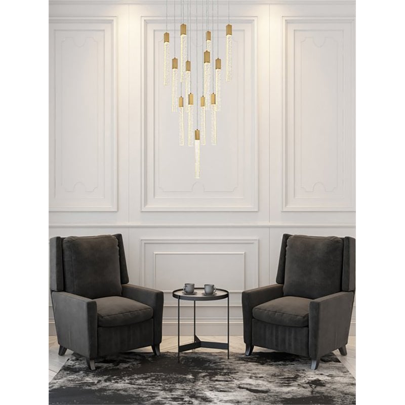 Elegant Lighting Weston 13-Light Modern Metal and Crystal Pendant in Satin Gold