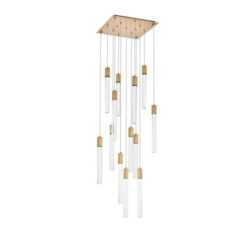 Elegant Lighting Weston 13-Light Modern Metal and Crystal Pendant in Satin Gold