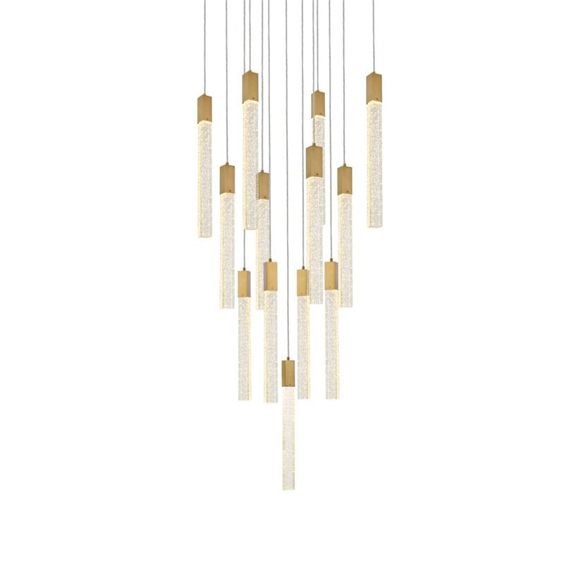 Elegant Lighting Weston 13-Light Modern Metal and Crystal Pendant in Satin Gold