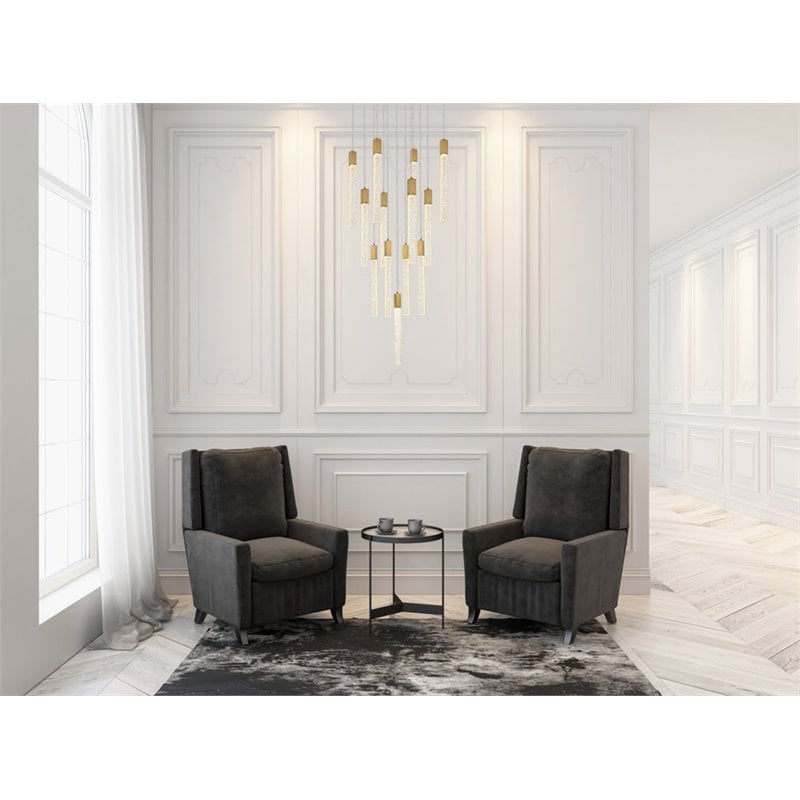 Elegant Lighting Weston 13-Light Modern Metal and Crystal Pendant in Satin Gold