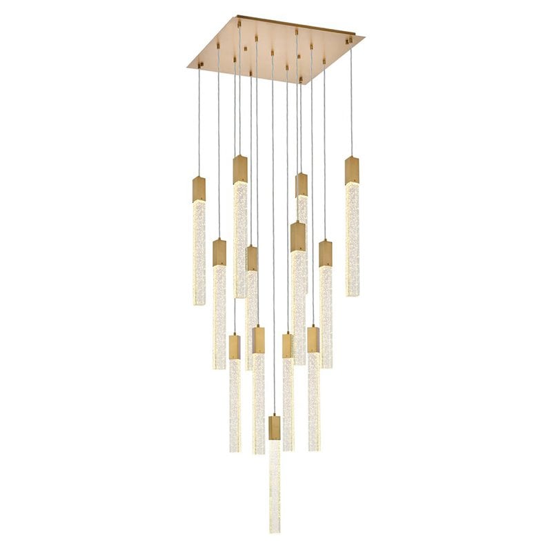 Elegant Lighting Weston 13-Light Modern Metal and Crystal Pendant in Satin Gold