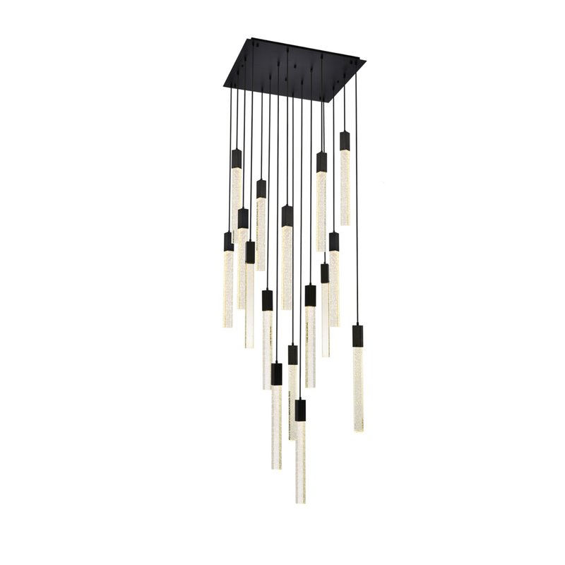 Elegant Lighting Weston 16-Light Modern Metal and Crystal Pendant in Black