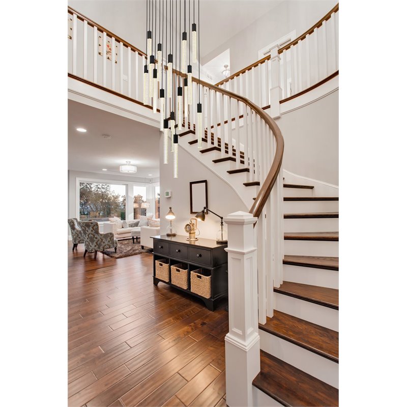 Elegant Lighting Weston 16-Light Modern Metal and Crystal Pendant in Black