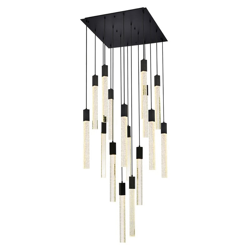 Elegant Lighting Weston 16-Light Modern Metal and Crystal Pendant in Black