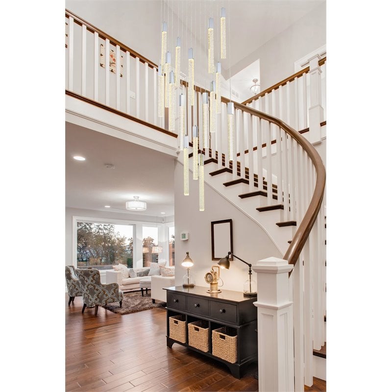 Elegant Lighting Weston 16-Light Modern Metal and Crystal Pendant in Chrome