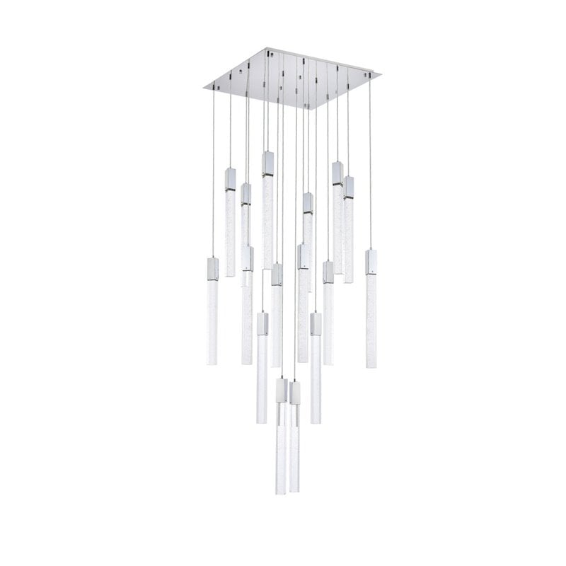 Elegant Lighting Weston 16-Light Modern Metal and Crystal Pendant in Chrome