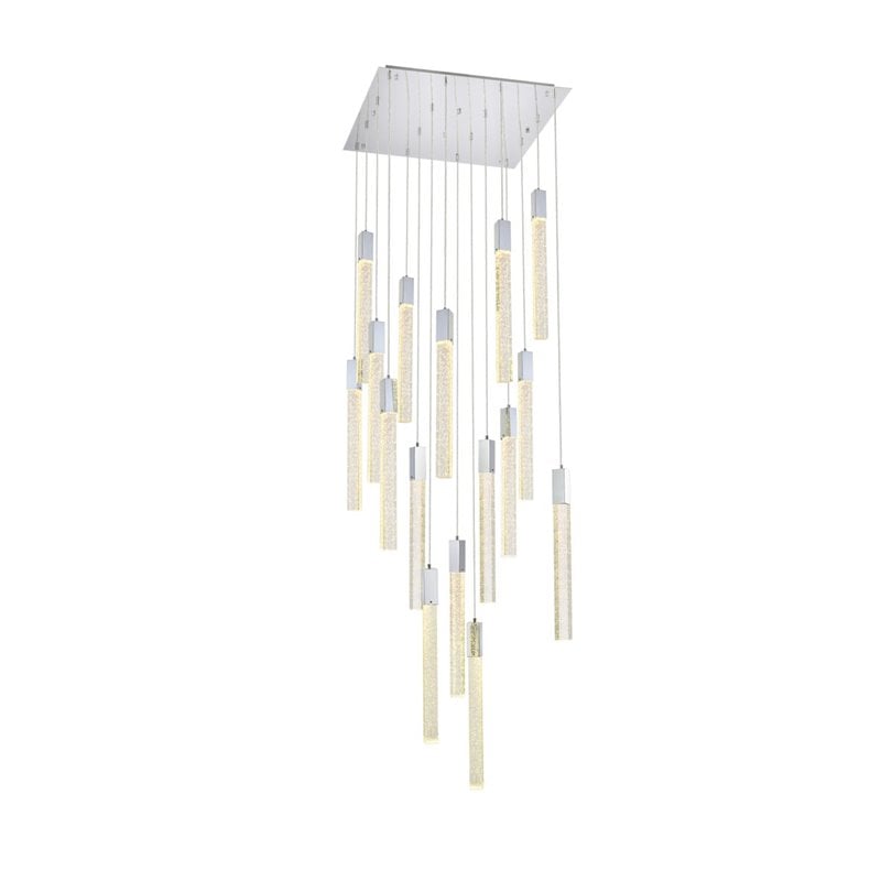 Elegant Lighting Weston 16-Light Modern Metal and Crystal Pendant in Chrome