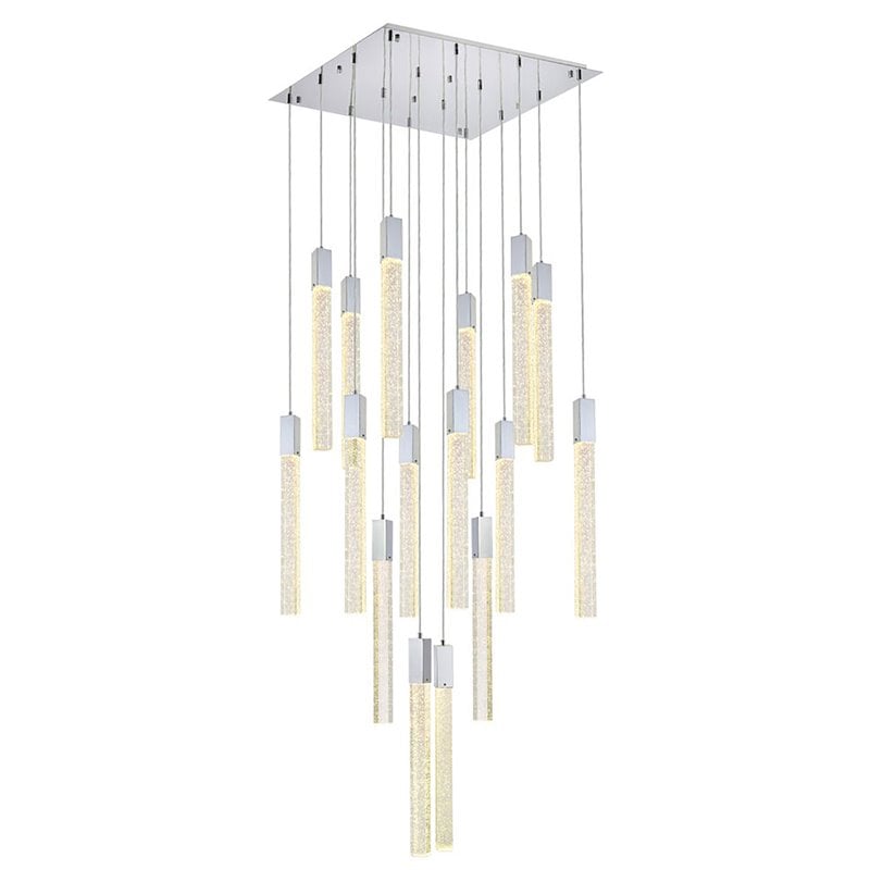 Elegant Lighting Weston 16-Light Modern Metal and Crystal Pendant in Chrome