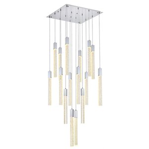 Elegant Lighting Weston 16-Light Modern Metal and Crystal Pendant in Chrome