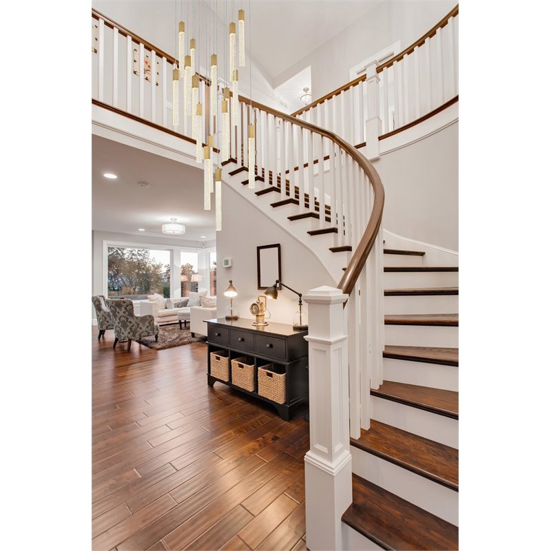 Elegant Lighting Weston 16-Light Modern Metal and Crystal Pendant in Satin Gold