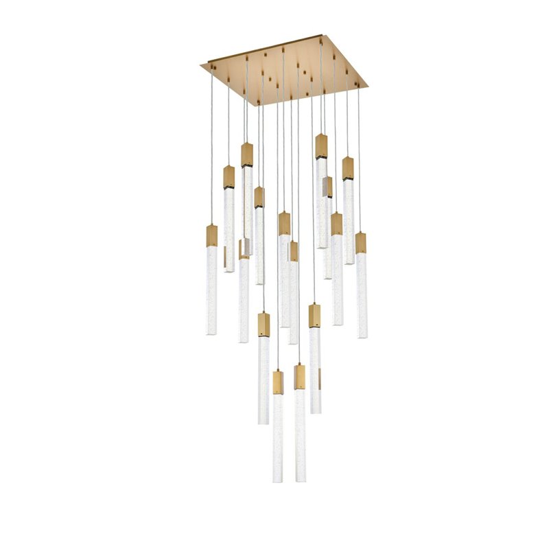 Elegant Lighting Weston 16-Light Modern Metal and Crystal Pendant in Satin Gold