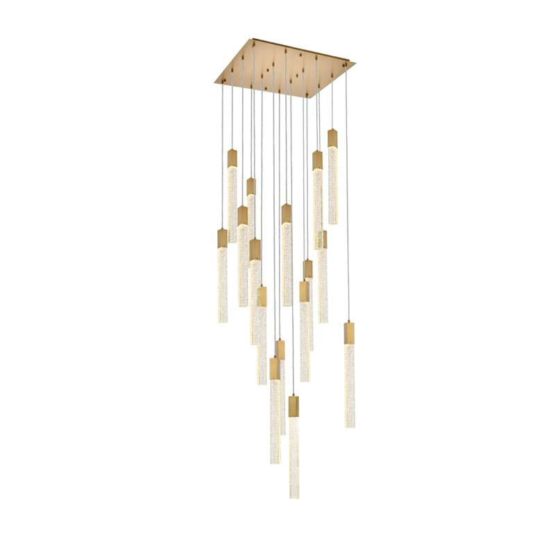 Elegant Lighting Weston 16-Light Modern Metal and Crystal Pendant in Satin Gold