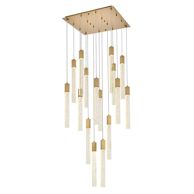 Elegant Lighting Weston 16-Light Modern Metal and Crystal Pendant in Satin Gold