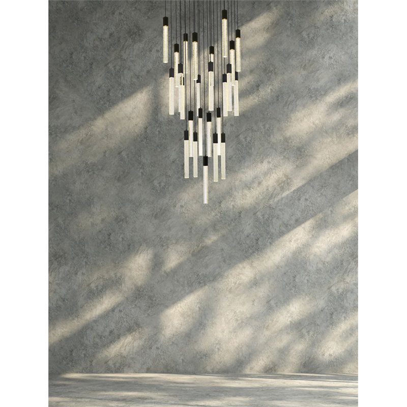 Elegant Lighting Weston 25-Light Modern Metal and Crystal Pendant in Black