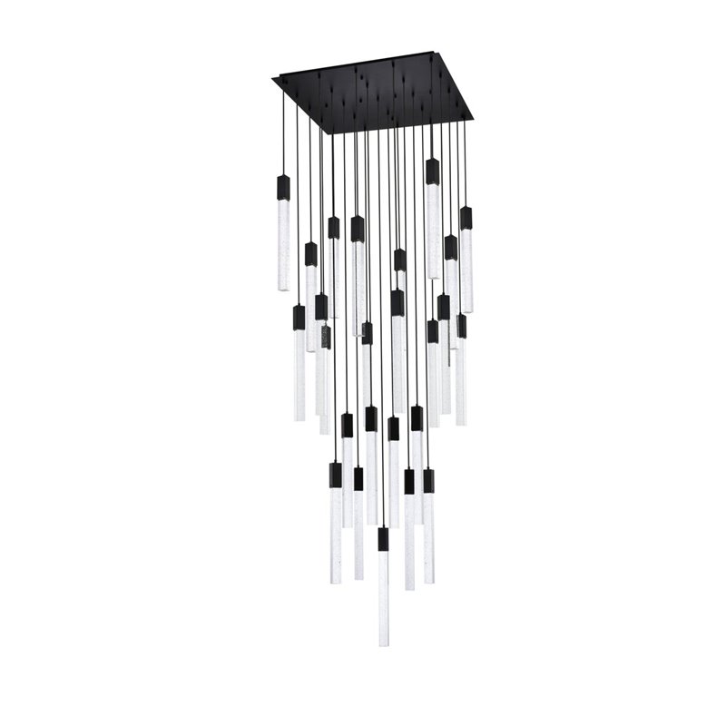 Elegant Lighting Weston 25-Light Modern Metal and Crystal Pendant in Black