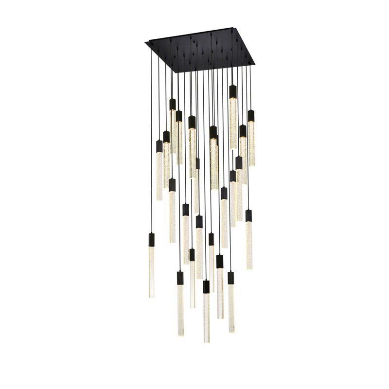 Elegant Lighting Weston 25-Light Modern Metal and Crystal Pendant in Black