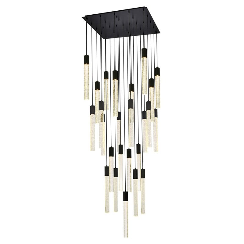 Elegant Lighting Weston 25-Light Modern Metal and Crystal Pendant in Black