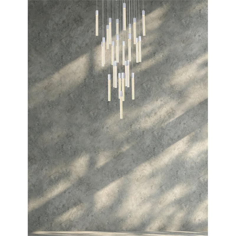 Elegant Lighting Weston 25-Light Modern Metal and Crystal Pendant in Chrome