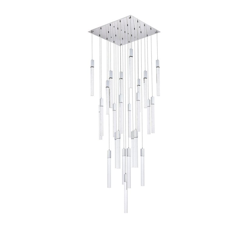 Elegant Lighting Weston 25-Light Modern Metal and Crystal Pendant in Chrome