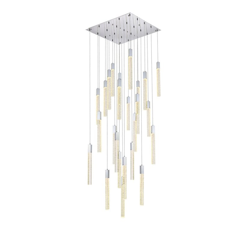 Elegant Lighting Weston 25-Light Modern Metal and Crystal Pendant in Chrome