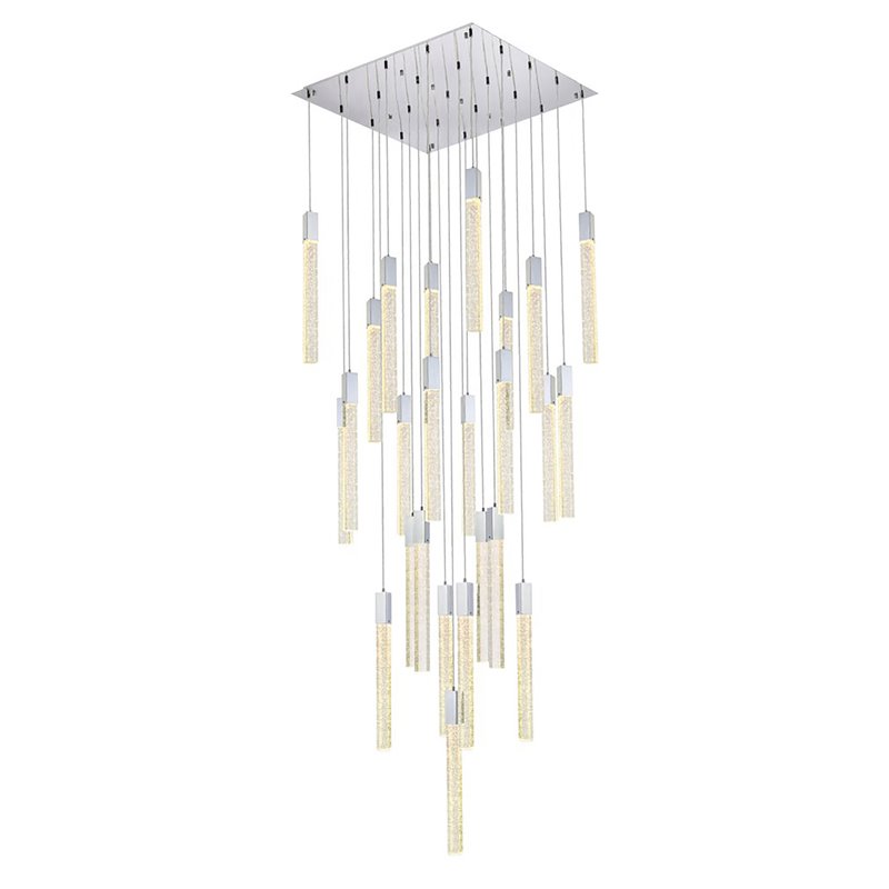 Elegant Lighting Weston 25-Light Modern Metal and Crystal Pendant in Chrome