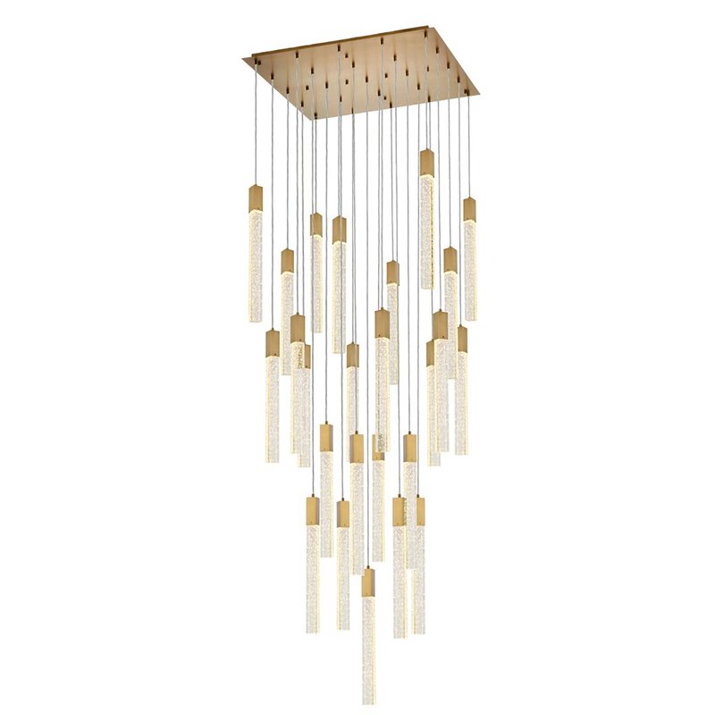 Elegant Lighting Weston 25-Light Modern Metal and Crystal Pendant in Satin Gold