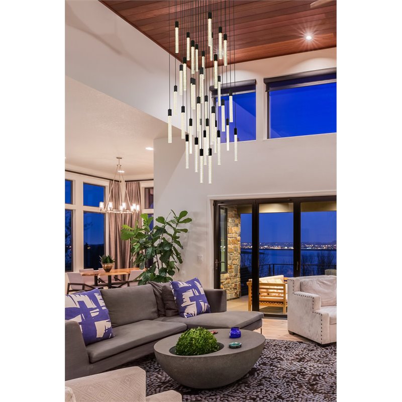 Elegant Lighting Weston 36-Lights Modern Metal and Crystal Pendant in Black