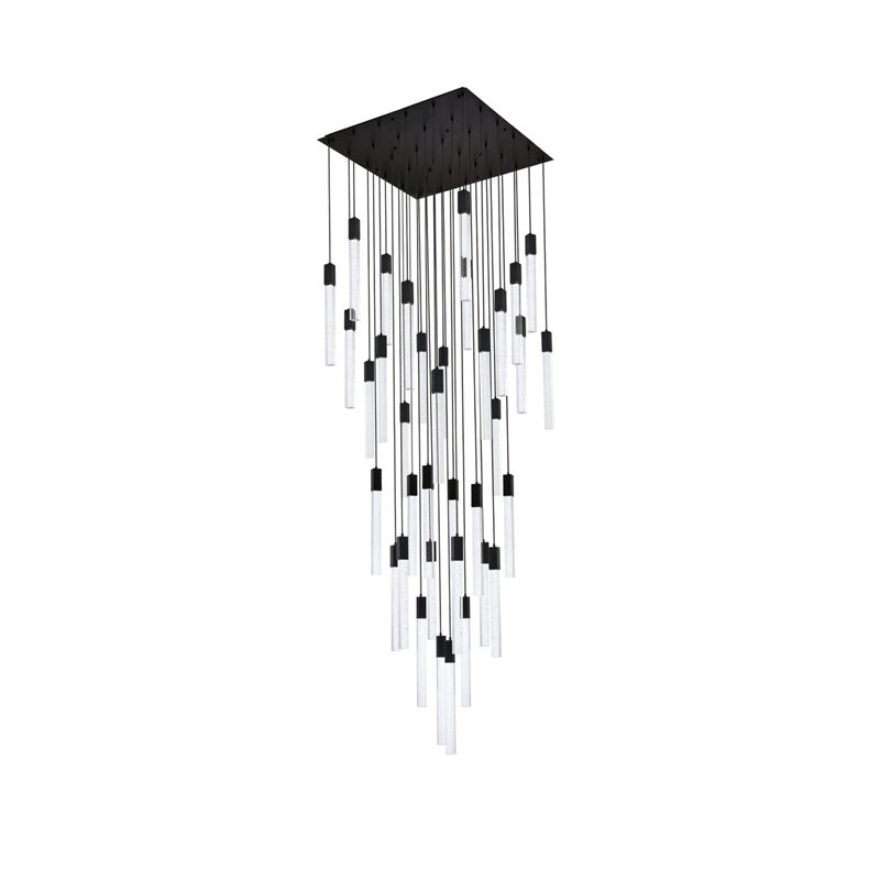 Elegant Lighting Weston 36-Lights Modern Metal and Crystal Pendant in Black