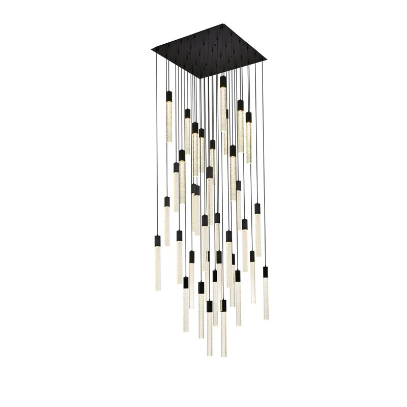 Elegant Lighting Weston 36-Lights Modern Metal and Crystal Pendant in Black