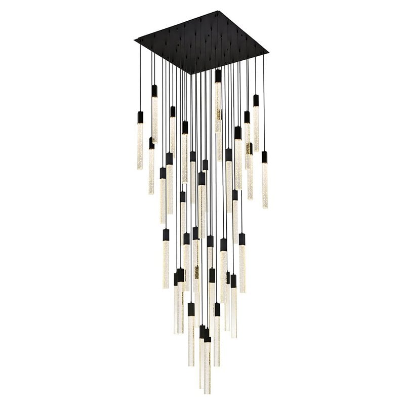 Elegant Lighting Weston 36-Lights Modern Metal and Crystal Pendant in Black