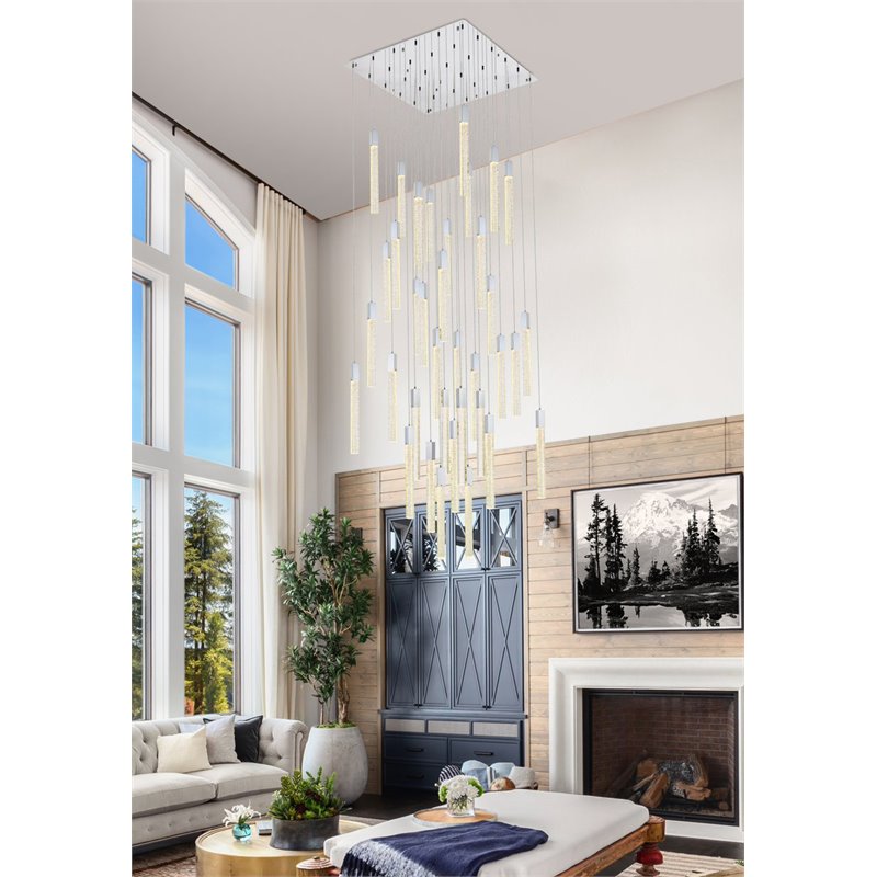 Elegant Lighting Weston 36-Lights Modern Metal and Crystal Pendant in Chrome