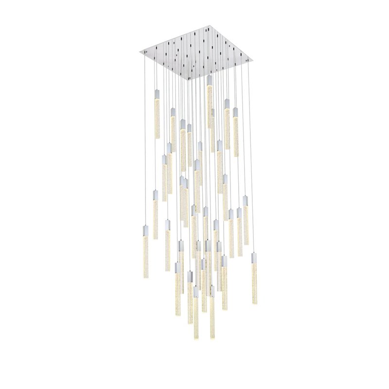 Elegant Lighting Weston 36-Lights Modern Metal and Crystal Pendant in Chrome