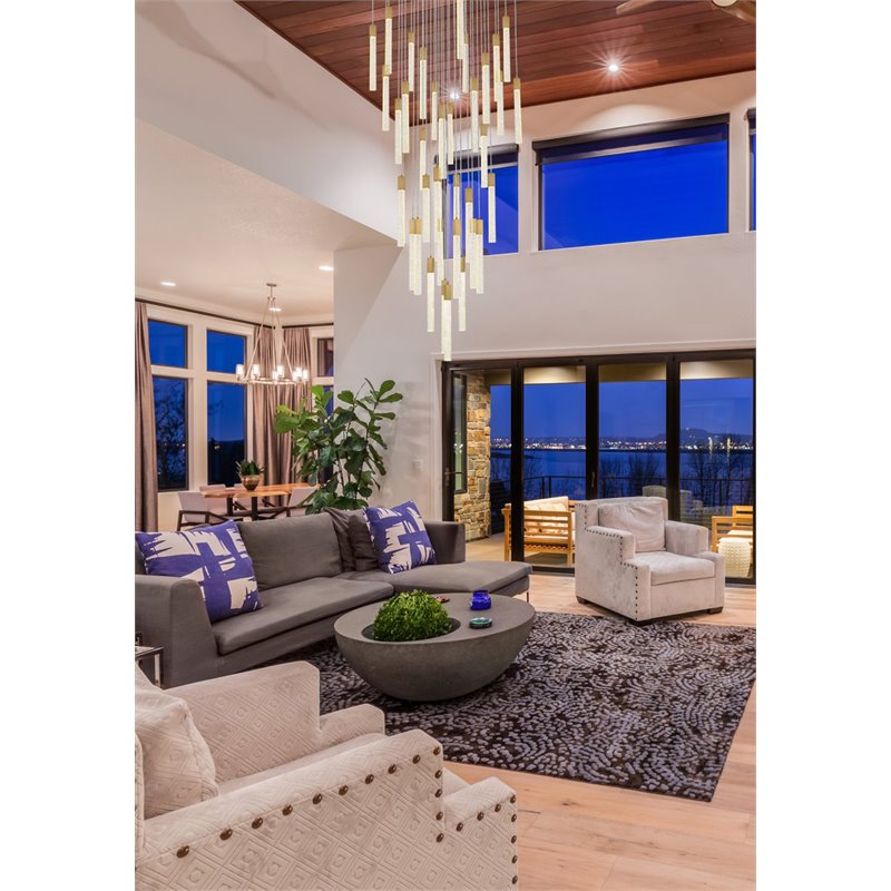 Elegant Lighting Weston 36-Lights Modern Metal and Crystal Pendant in Satin Gold