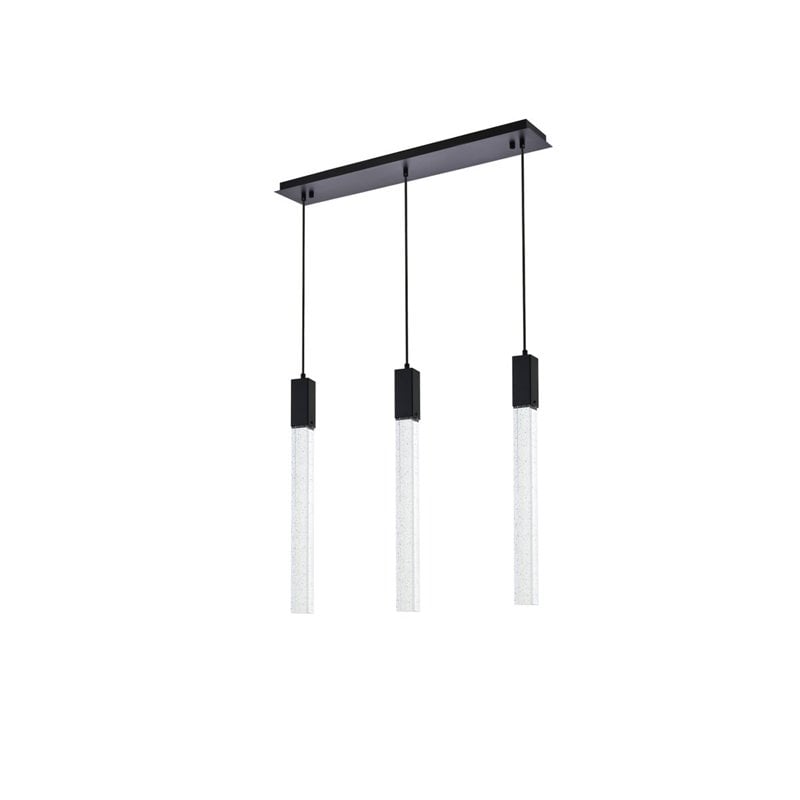Elegant Lighting Weston 3-Lights Modern Metal and Crystal Pendant in Black