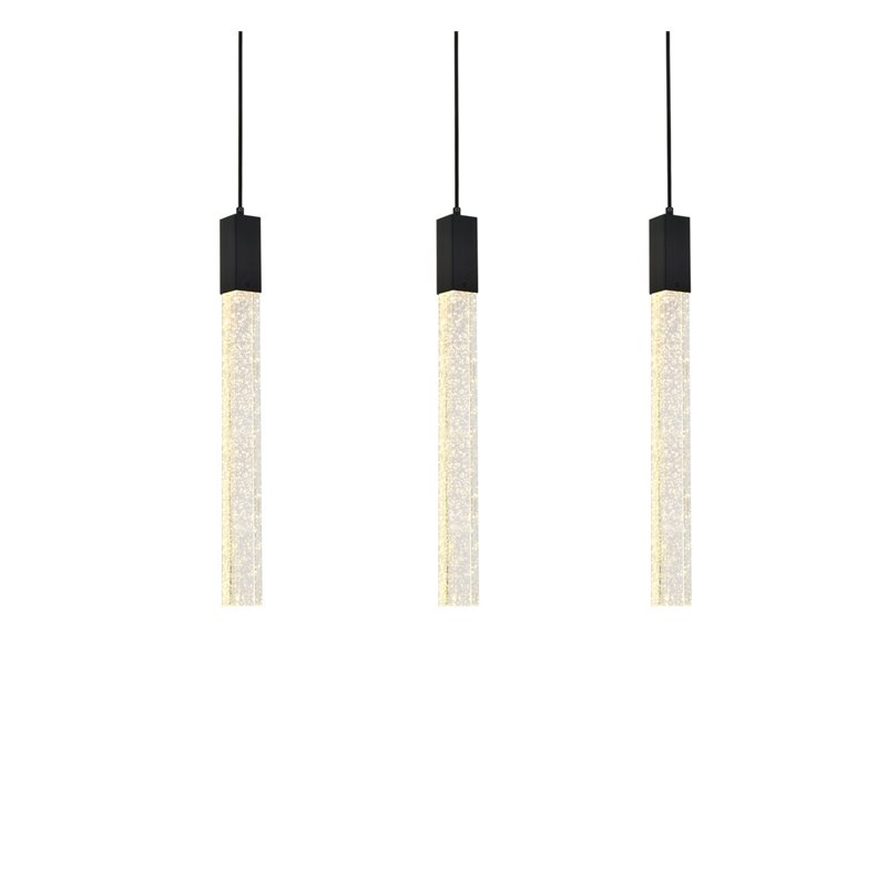 Elegant Lighting Weston 3-Lights Modern Metal and Crystal Pendant in Black
