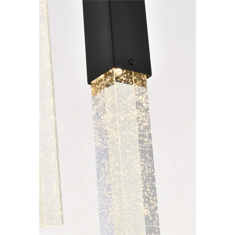 Elegant Lighting Weston 3-Lights Modern Metal and Crystal Pendant in Black