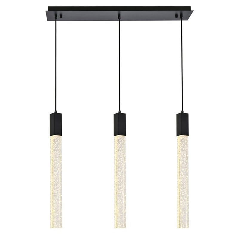 Elegant Lighting Weston 3-Lights Modern Metal and Crystal Pendant in Black