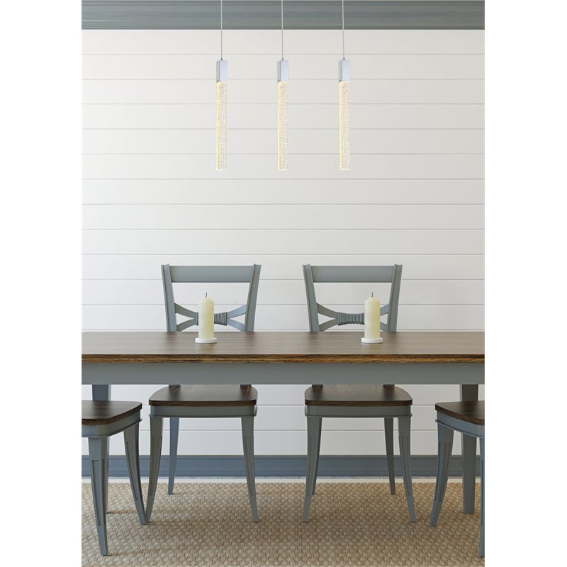 Elegant Lighting Weston 3-Lights Modern Metal and Crystal Pendant in Chrome
