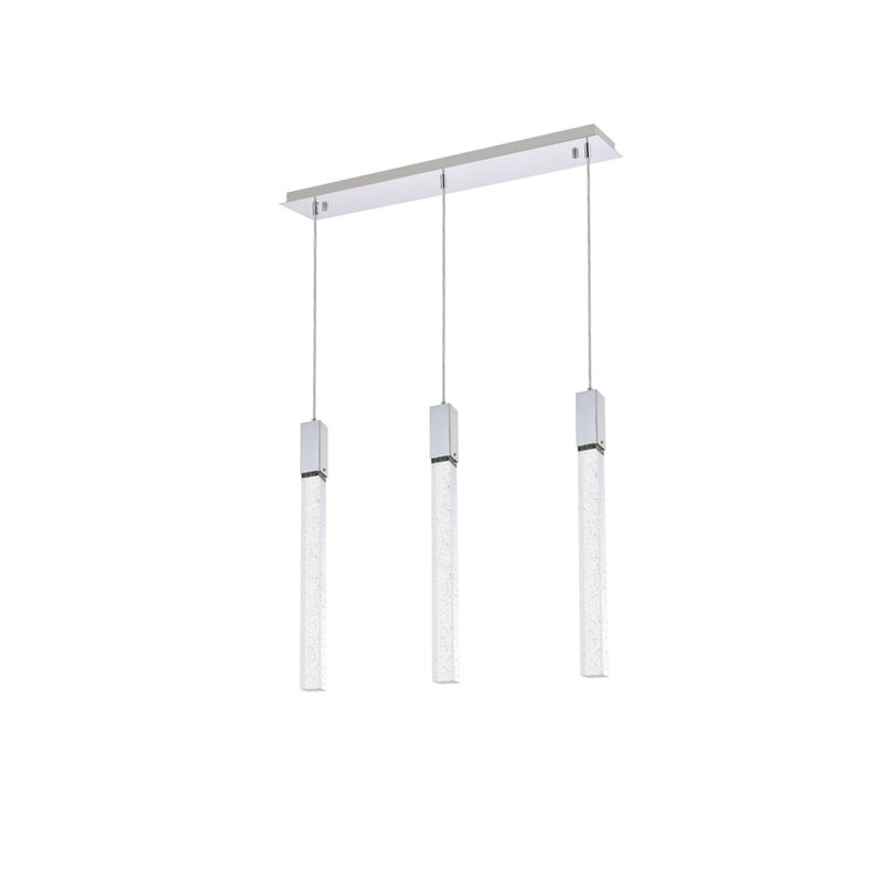 Elegant Lighting Weston 3-Lights Modern Metal and Crystal Pendant in Chrome
