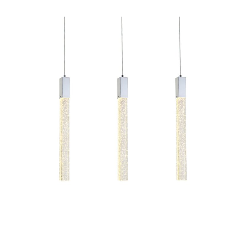 Elegant Lighting Weston 3-Lights Modern Metal and Crystal Pendant in Chrome