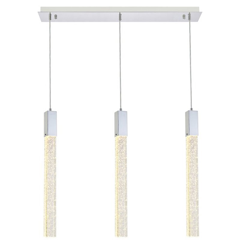 Elegant Lighting Weston 3-Lights Modern Metal and Crystal Pendant in Chrome
