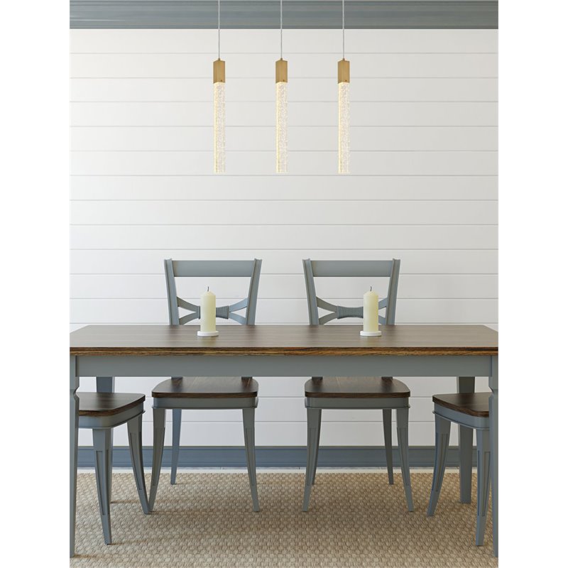 Elegant Lighting Weston 3-Lights Modern Metal and Crystal Pendant in Satin Gold
