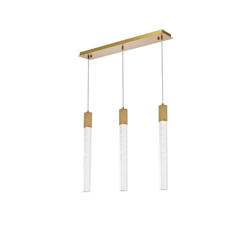 Elegant Lighting Weston 3-Lights Modern Metal and Crystal Pendant in Satin Gold