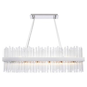 Elegant Lighting Dallas 42&quot Rectangle Iron and Crystal Pendant in Chrome