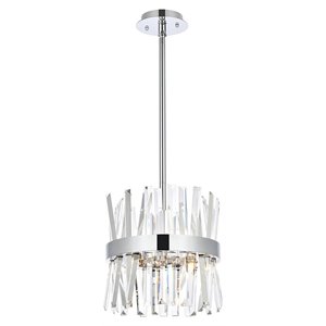 Elegant Lighting Serephina 12&quot Round Iron and Crystal Pendant Light in Chrome